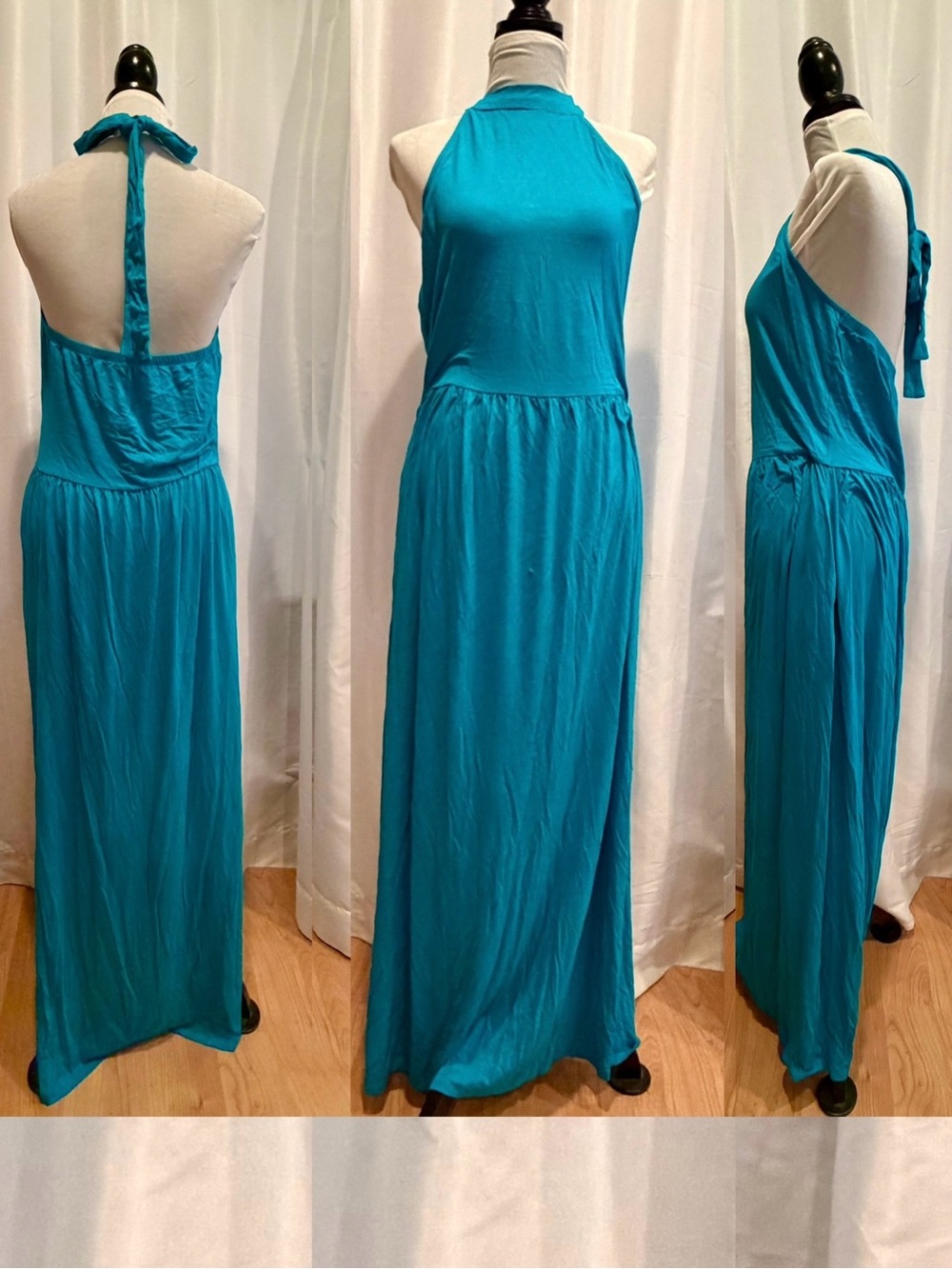 VENUS Teal Halter Maxi Dress